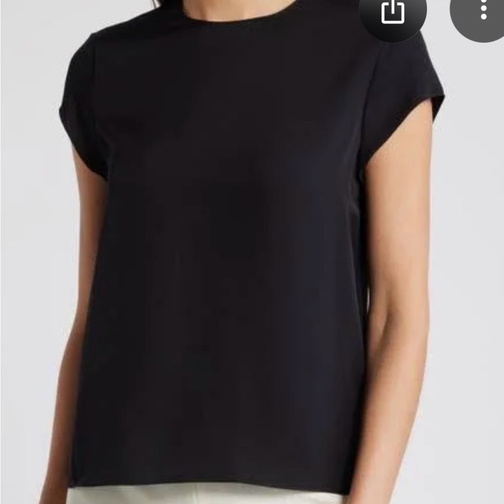 Theory Black Boxy Short Sleeve Blouse